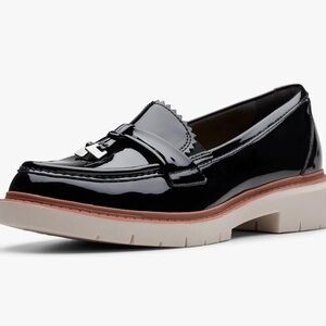 Women's Black Patent Leather Clarks Westlynn Loafers